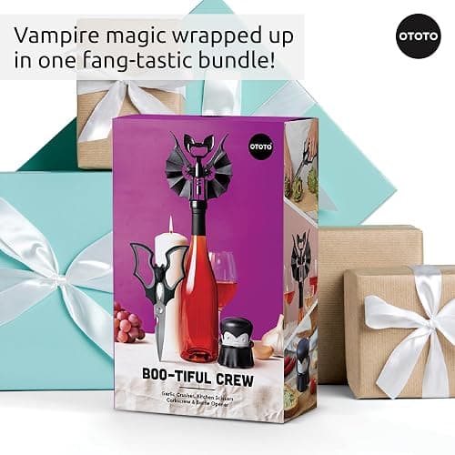 OTOTO Boo-tiful Crew Bundle of Elizabat, Vino, Gracula - Halloween Kitchen Decor Goth Accessories, Cool Kitchen Gadgets, Bat Scissors, Spooky, Witchy Bottle Opener, Garlic Crusher, Spooky Funny Gifts thumbnail 7