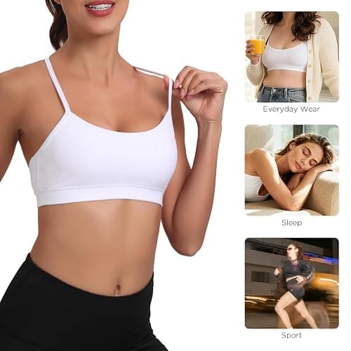 Spaghetti Strap Padded Sports Bras for Women - Y Back Yoga Workout Tops (3 Pack) thumbnail 5