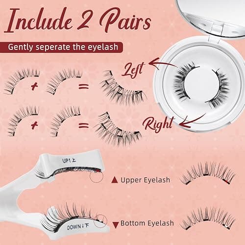 Magnetic-Eyelashes with Applicator, Higu clace Magnetic-Lashes No Glue or Eyeliner Needed, 1 Pair Reusable Eye Lash Kit Natural Look, False Eyelash Easy to Wear and Remove(STYLE H) thumbnail 4