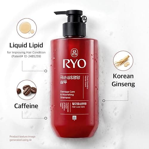 RYO Damage Care & Nourishing Shampoo with Korean Ginseng & Caffeine - Repair and Moisturizing, Anti Loss Care, Strengthening hair roots, 16 Fl Oz. thumbnail 4
