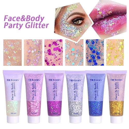 MEICOLY Green Face Body Glitter,Christmas Face Glitter Stocking Stuffers,Green Accessories for Spirit Week Alien Costume,Face Paint Glitter Makeup for Halloween Festival Rave Outfits thumbnail 7