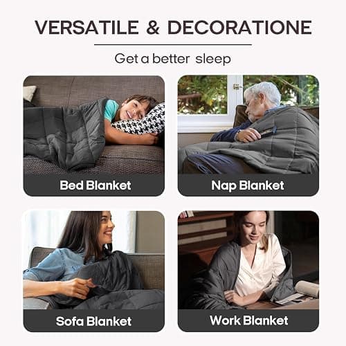 ZonLi Weighted Blanket (60"x80", 20lbs, Dark Grey) Queen Size Weighted Blanket for Adults, High Breathability Heavy Blanket, Soft Material with Premium Glass Beads thumbnail 5