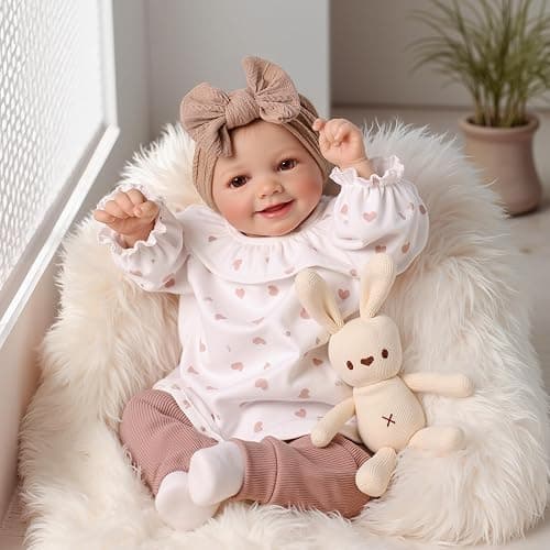 BABESIDE Reborn Babies Doll 17-Inch Sunny Realistic Lifelike Newborn with Softness Cloth Body Real Life Girls Open Eyes,White thumbnail 6