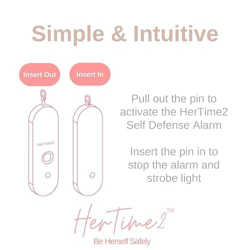 HerTime2 Personal Safety Alarm – Travel Safe Waterproof – Gift for Women College Girls – Self Defense Keychain – Extra Loud Siren – Strobe Light – Cute Key Chains Protection (Rose Gold) - Rose Gold thumbnail 8