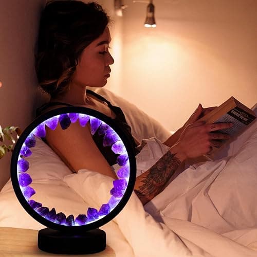 Runyangshi Runyansghi Amethyst Night Lamp 8.6'' Natural Healing Crystal Bedside USB Port 3 Colours Dimming Mode Bedroom Suitable Light for Living Room Office Home Decor Ideal Gift thumbnail 6