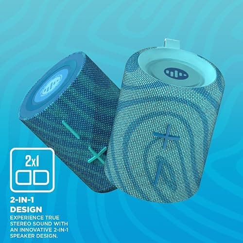 Stromberg - Twin 2-in-1 Mini Portable Bluetooth Speaker, 10W Power (5W per Speaker), 10-Hour Playtime, Sky Blue and Blue thumbnail 3