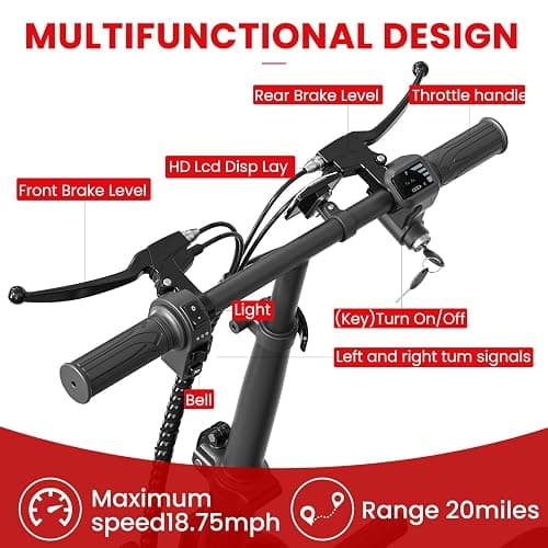 EILLEO Electric Scooter with Seat for Adult, 36V/48V Electric Scooter for Adults 500W/750W Motor, 20 Mile Range, 17.4/18.75mph, Dual Brakes, 14"/12" Tires, e Scooters with Seat thumbnail 7