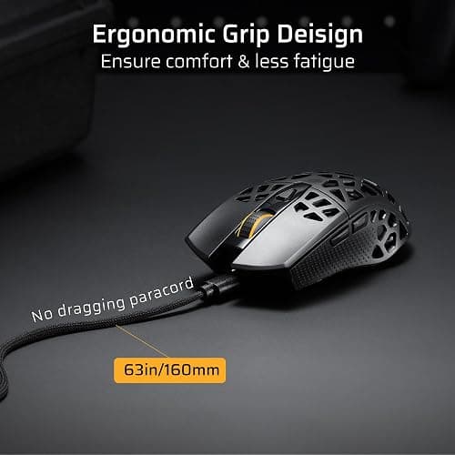 LTC GM023 Tri-Mode Wireless Gaming Mouse, Black | 79g Ultra-Light Honeycomb Design, 2.4Ghz/BT/Wired, 6-Level DPI 8000, 6 Programmable Buttons, Pro Software thumbnail 4