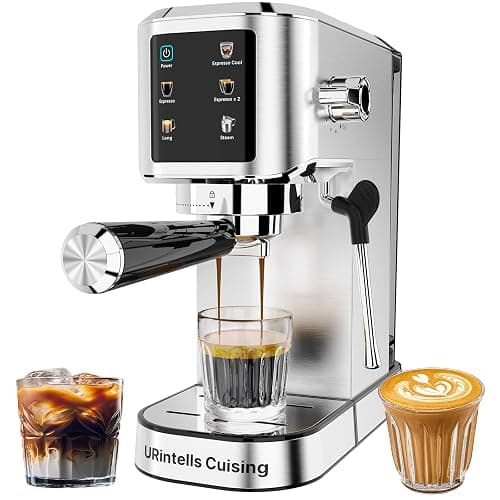 Espresso Machine 20 Bar,Touchscreen Espresso Maker with Steam Milk Frother, Stainless Steel Expresso Coffee Machine for Home with Removable Water Tank for Cappuccino Latte,Cold Brew,Long Coffee - Image 1