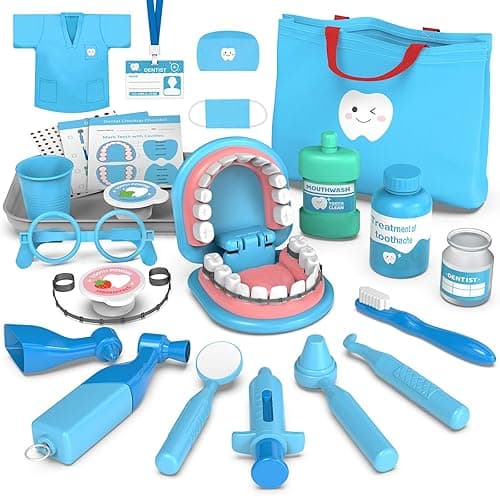 Dentist Play Set for Toddlers 3-5 - Doctor Kit Toy Gifts for 3 4 Year Old Girls, Pretend Play Montessori Toys Teeth and Dental Playset Medical Kits for Boys Kids 2-4 5 6 7 8