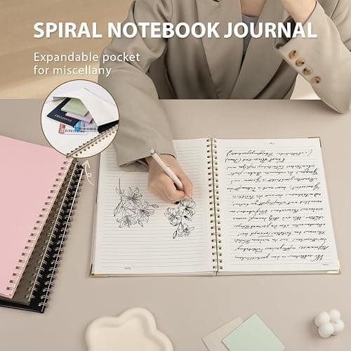 ALKALO A4 Large Spiral Notebook Journal, (8.5×11'') 100 Pages Linen Hardcover College Ruled Journaling For Work & Note Taking Thick Spiral Journal For Writing Daily Journal For Women & Men- Green thumbnail 7