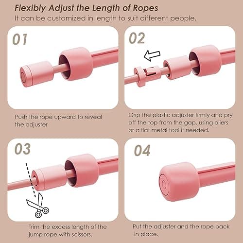 POCFOINY 2 Pack Jump Rope for Fitness, Speed Rope Skipping Rope for Men, Kids and Women, Jumping Rope for Workout, Tangle-Free PVC Long Jump Rope Set, Adjustable Exercise Jumping Rope Boxing for Adult - Black + Pink thumbnail 5