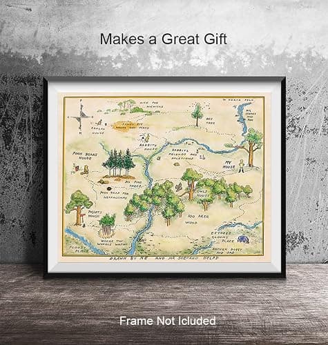Winnie Pooh Nursery Decor - LARGE 11X14 - Toddler Baby Room Wall Art - Little Boys Bedroom Decor - Baby Shower Decorations - Vintage Hundred Acre Wood - Kids Wall Art - Girls Room Decor thumbnail 5