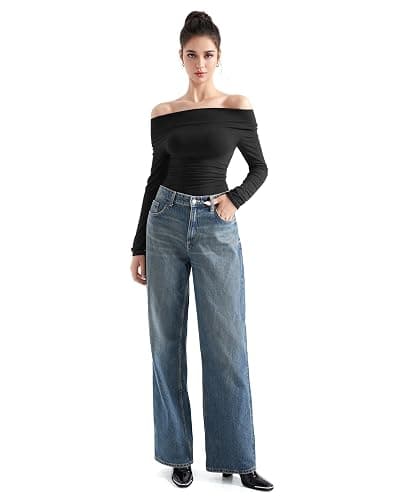 SUUKSESS Women Long Sleeve Off Shoulder Tops Trendy Cowl Neck Going Out Shirt for Fall thumbnail 5