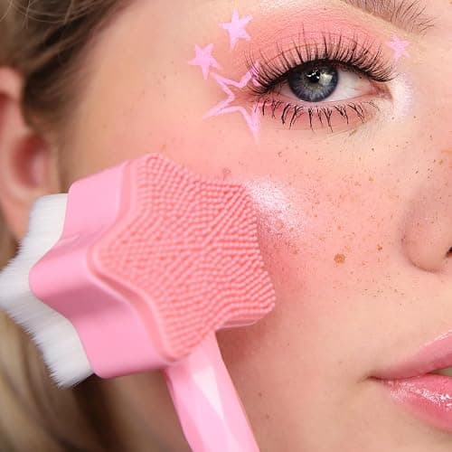 No Mo-Stache All Star Face Brush -Manual Facial Cleansing Brush, 2-in-1 Skin Care face Brush, Silicone Facial Scrubber Manual Dual Face Wash Brush for Deep Pore Exfoliation Massaging Skin Exfoliator thumbnail 7