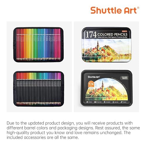 Shuttle Art 174 Colored Pencils for Adults, Soft Core Coloring Pencils Set with 1 Coloring Book, 1 Sketch Pad, 4 Sharpener, 2 Pencil Extender, Perfect for Artists Kids Adults, Drawing thumbnail 9