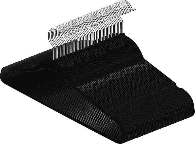Utopia Home Pack of 50 Premium Non Slip Velvet Hangers 360 Degree rotatable Hook Durable & Slim Coat - Pant Hangers - Black thumbnail 5