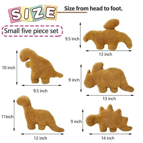 Isaacalyx 5 Packs Dino Nugget Pillow Plush, Soft Dinosaur Chicken Nuggets Pillow for Birthday Gifts, Dinosaur Theme Party Decorations thumbnail 3