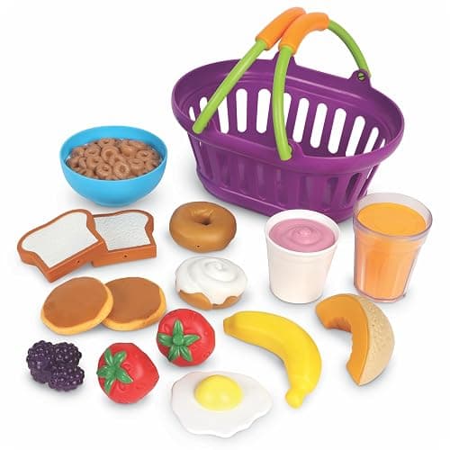 Learning Resources New Sprouts Breakfast Foods Basket - 16 Pieces, Ages 18+ months Pretend Play Food for Toddlers, Toddler Kitchen Toys, Preschool Learning Toys - Image 1