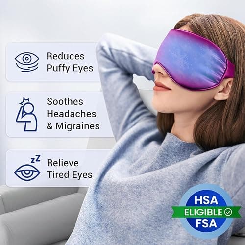 Cooling Eye Mask for Puffy Eyes: Fsa Eligible ltems Hsa, Migraines Headache Fast Relief After Surgery Care Cold Compress, Reusable Face Ice Pack Gel for Dark Circles, Gentle Weighted Sleep Mask Purple thumbnail 2