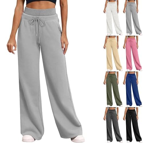 Rikbuig Wide Leg Sweatpants Women Baggy Cute Y2k Double Waisted Straight Leg Gym Sweat Pants with Pockets Comfy Lounge Pants - Image 1