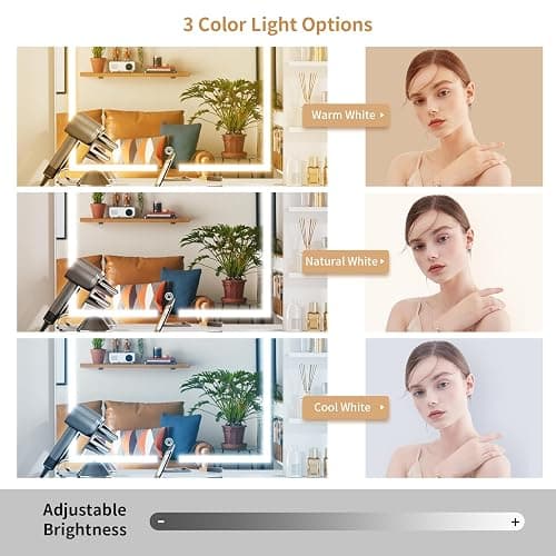 VOWNER Vanity with Lighted Mirror - 47" Makeup Vanity Desk with 7 Drawers, 3 Storage Shelves and Outlet, 3 Color Lighting Modes with Adjustable Brightness, Makeup Desk with Stool for Bedroom (White) thumbnail 5