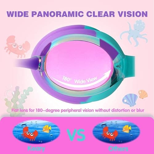 Keary Kids Swim Goggles for Toddler Kids Youth(3-12),Anti-Fog Waterproof Anti-UV Clear Vision Water Pool Goggles thumbnail 7