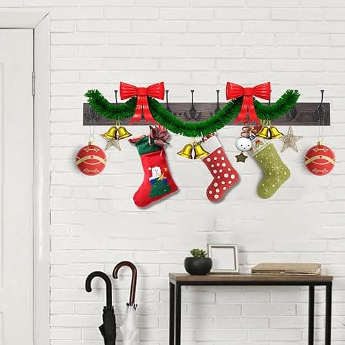 IBosins Wall Mounted Coat Rack with 10 Decorative Hooks, 34'' Long, Old Wood Color Coat Hanger, Rustic Coat Hooks Rail for Entryway Living Room Coat Scarf Bag Towel Hat thumbnail 8