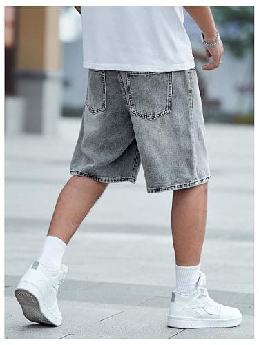Verdusa Men's Jorts Baggy Jean Shorts Mid Waist Vintage Summer Denim Shorts thumbnail 2