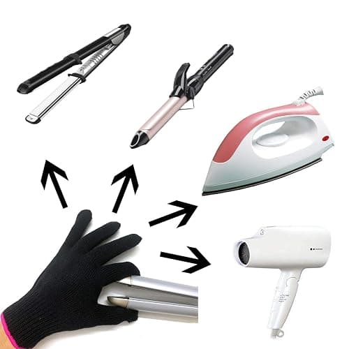 Lessmon Professional Heat Resistant Glove for Hair Styling Heat Blocking for Curling, Flat Iron and Curling Wand Suitable for Left and Right Hands, 1 Piece, Pink Edge thumbnail 3
