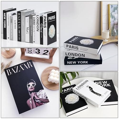 5 PCS Decorative Fake Books Set, Fashion Hardcover Display Books for Home Décor - Foldable Faux Book for Coffee Table, Bookshelf, Office - Stacked Modern Decorative Book Set (B) thumbnail 4