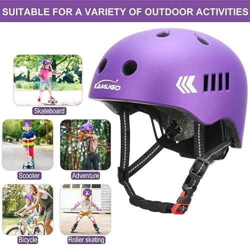 KAMUGO Toddler Helmet Kids Bike Helmet for Girls Boys Ages 2-8 Years,Toddler Bicycle Helmet Suitable for Skateboard Scooter Roller Skating Inline Roller Skating - Purple thumbnail 7