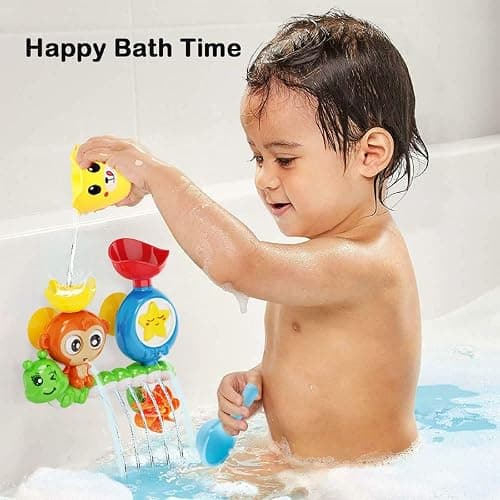G-WACK Bath Toys for Toddlers Age 1 2 3 Year Old Girl Boy, Preschool New Born Baby Bathtub Water Toys, Durable Interactive Multicolored Infant Toy, Lovely Monkey Caterpillar, 2 Strong Suction Cups thumbnail 4