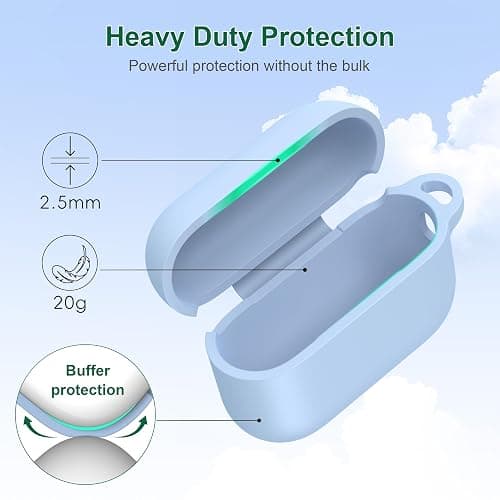 R-fun for AirPods Pro 3 Case Soft Silicone Protective Cover, Sky Blue | Compatible with Apple AirPods Pro 3rd Generation with Keychain & Cleaner Kit, Wireless Charging Compatible thumbnail 7
