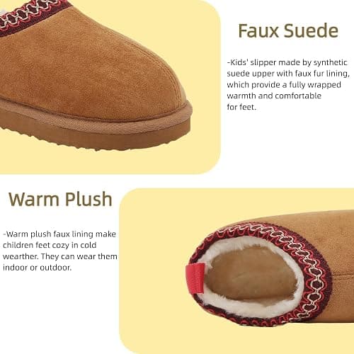 SMajong Kids Slippers Plush Warm Girls Fuzzy House Slippers Boys Platform Slipper Slip-on Shoes Winter Indoor Outdoor thumbnail 5