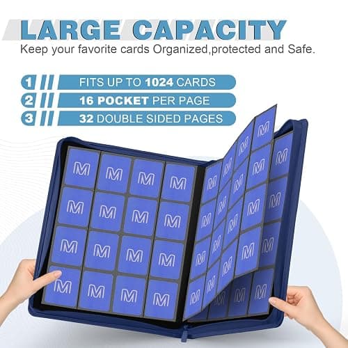 Premium Card Binder 16 Pocket,Trading Card Binder Holds up to 1000+Cards Sturdy Card Collection Album, Card Holder Folders for MTG, TCG, Game Cards & Sports Cards thumbnail 3