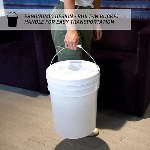 Yellow Ready Seal Lid and 5 Gallon Bucket for Dry Food Storage, BPA Free, Stackable, and Airtight Plastic Container for Cereal, Pasta, Rice, Flour, Beans, in Pantry or Kitchen Storage Organization thumbnail 5