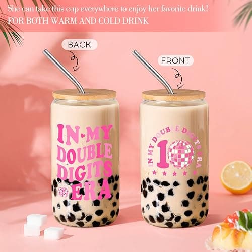 Frerdui 10th Birthday Gifts for Girls, Happy 10th Birthday Gift Ideas, Popular Top Gifts for 10 Year Old Girl, 10 Year Old Girl Birthday Gifts w/In My Double Digits Era Cup Belt Bag Pearl Necklace - 10th birthday gifts w/ belt bag thumbnail 3