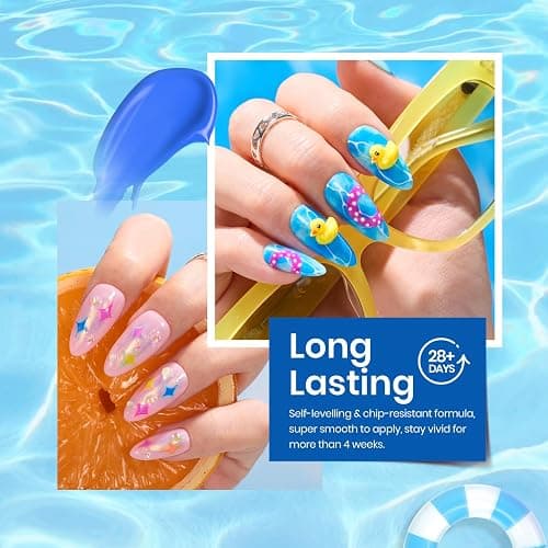 Beetles Gel Nail Polish Set, Halloween Gel Nail Polish, 6 Colors Orange Blue Pink Green Soak Off UV Manicure Kit DIY Nail Art for Women Pool Party Holiday thumbnail 5