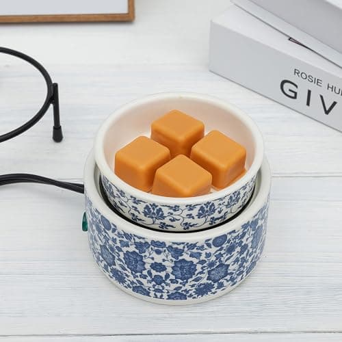 NAFANG Blue & White Porcelain Pattern Wax Melt Warmer,Ceramic 3-in-1 Electric Candle Wax Warmer for Scented Wax Melter Oil Burner for Home Office Bedroom Gift & Decor (with KD Iron Shelf) thumbnail 2