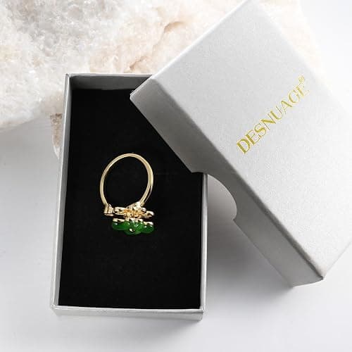 Rotatable Four Leaf Clover Open Rings Adjustable Jade Rings for Women Dainty Good Luck Clover Jewelry for St Patrick’s Day thumbnail 7