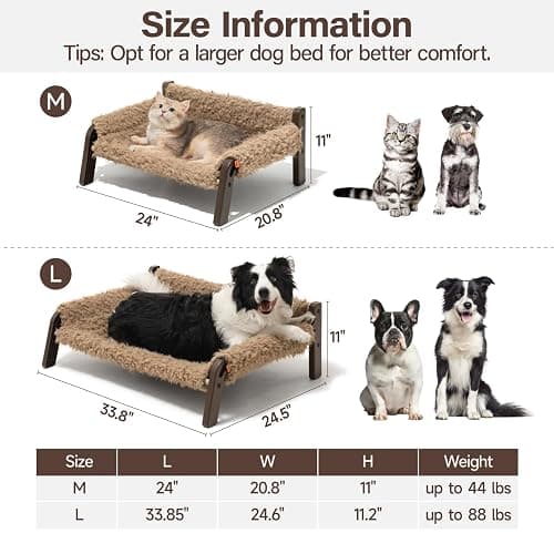 MEWOOFUN Elevated Dog Bed, Raised Dog Sofa with Non-Slip Bottom, Washable Pet Couch Bed Indoor & Outdoor Up to 66lbs (Plush Brown) thumbnail 2