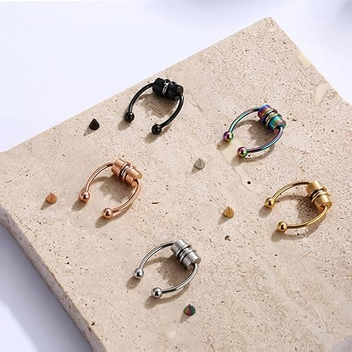 5pcs Magnetic Stainless Steel False Horseshoe-shape Nose Hoop for Party - Non Piercing Septum Nose Ring Gift for Men & Women thumbnail 8