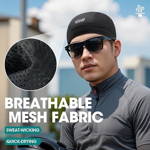 THINDUST 3Pcs Breathable Mesh Skull Cap,Lightweight Quick Dry Sports Helmet Liner for Men Women, Cooling Cycling Beanies thumbnail 2