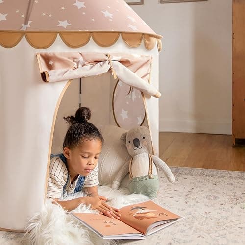 Tiny Land Kids Play Tent – Khaki Castle Tent for Kids Indoor, Neutral Toddler Tent for Girls & Boys, Portable Playhouse for Imaginative Play, Toys Gifts for 2 Year Old Girl & Boy thumbnail 6