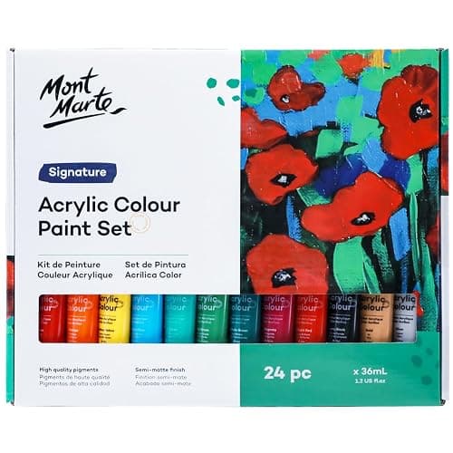 MONT MARTE Acrylic Paint Set 24 Colours 36ml, Perfect for Canvas, Wood, Fabric, Leather, Cardboard, Paper, MDF and Crafts thumbnail 9
