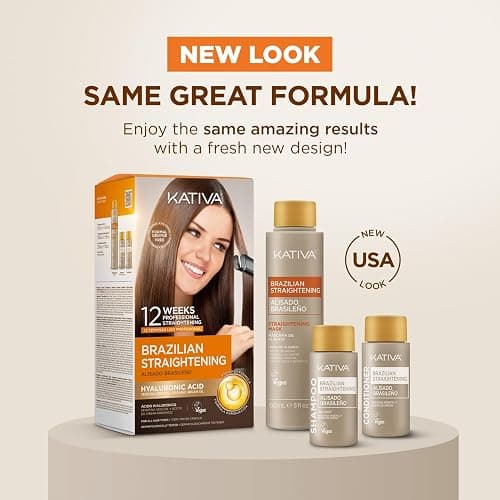 KATIVA Brazilian Keratin Treatment Kit – At-Home Formaldehyde-Free Hair Straightening with Hyaluronic Acid – Up to 12 Weeks Frizz Control for Curly, Wavy, Frizzy & Coarse Hair thumbnail 5