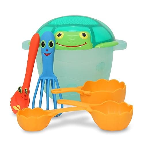Melissa & Doug Sunny Patch Seaside Sidekicks Sand Baking Set (Pretend Play, Beach Toys for Kids, 7 Pieces, Great Gift for Girls and Boys - Best for 3, 4, and 5 Year Olds) - English Only Packaging - Baking Set - Image 1
