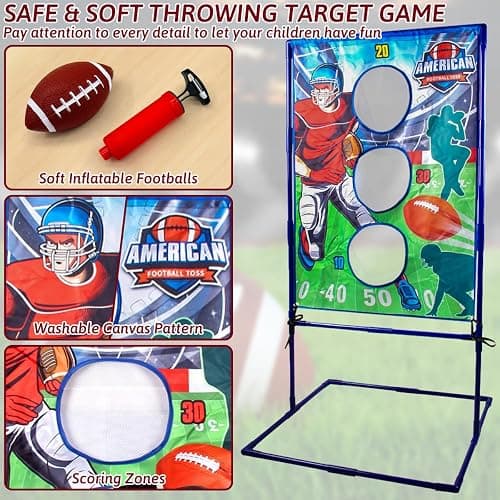 Punieayi Football Toss Game with 4 Inflatable Balls, Football Throwing Target Games for Boys 8-12, Sports and Outdoors Toys for Kids Ages 3+ thumbnail 3