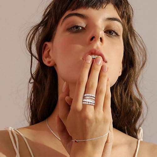 TOBENY Stackable Gold Rings for Women Non Tarnish Dainty 14K Gold Plated Stacking Cubic Zirconia Thumb Ring Set Trendy Statement Promise Wedding Bands Engagement Rings for Women Size 6 7 8 9 10 thumbnail 7